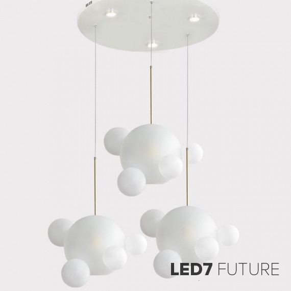 Giopato & Coombes - Bolle Frosted Circular Chandelier 14 Bubbles